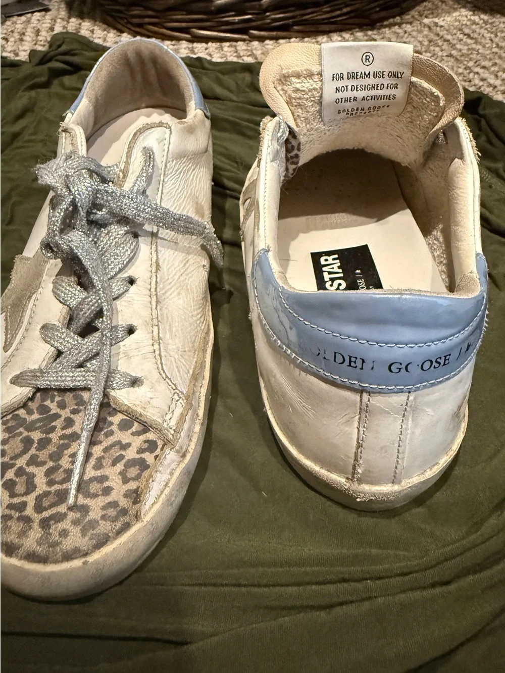 Golden Goose Super-Star Sneakers in White and Light Blue size 37